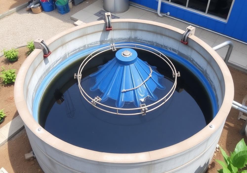Water treatment tank with protective lining
